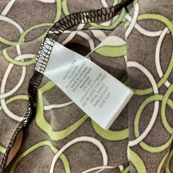 Vintage 90s Studio I Slinky Geometric Print Cocktail Dress Size 14 Green Multi - Picture 7 of 8